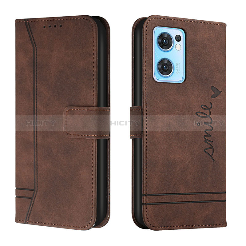 Funda de Cuero Cartera con Soporte Carcasa H01X para Oppo Find X5 Lite 5G Marron