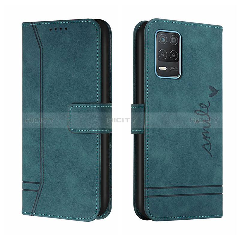 Funda de Cuero Cartera con Soporte Carcasa H01X para Realme 8 5G Verde