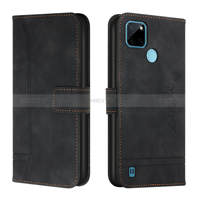 Funda de Cuero Cartera con Soporte Carcasa H01X para Realme C25Y India Negro