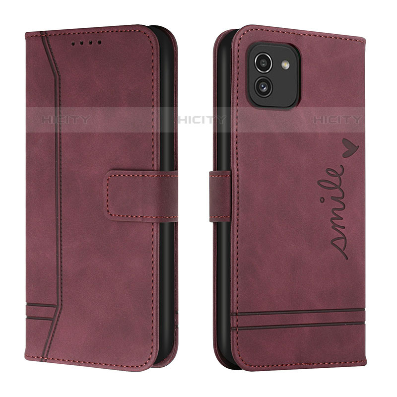 Funda de Cuero Cartera con Soporte Carcasa H01X para Samsung Galaxy A03