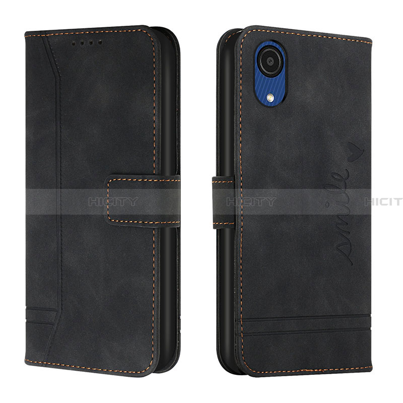 Funda de Cuero Cartera con Soporte Carcasa H01X para Samsung Galaxy A03 Core Negro