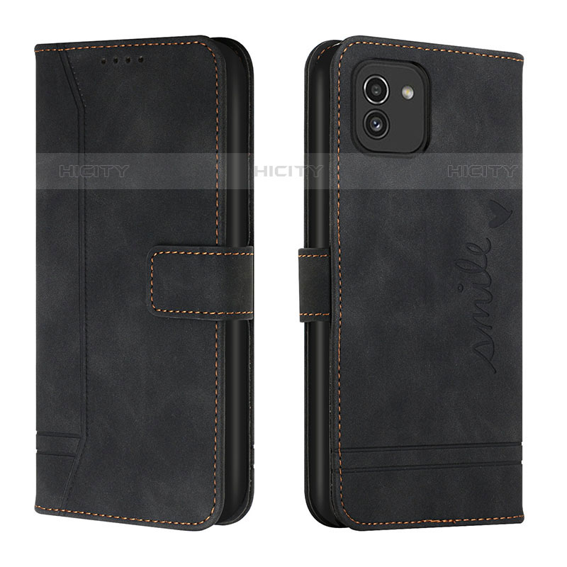 Funda de Cuero Cartera con Soporte Carcasa H01X para Samsung Galaxy A03 Negro