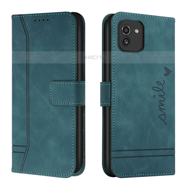 Funda de Cuero Cartera con Soporte Carcasa H01X para Samsung Galaxy A03 Verde