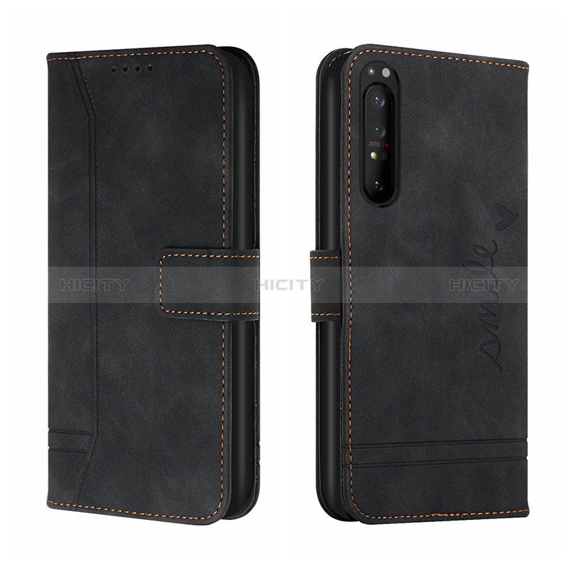 Funda de Cuero Cartera con Soporte Carcasa H01X para Sony Xperia 1 II Negro