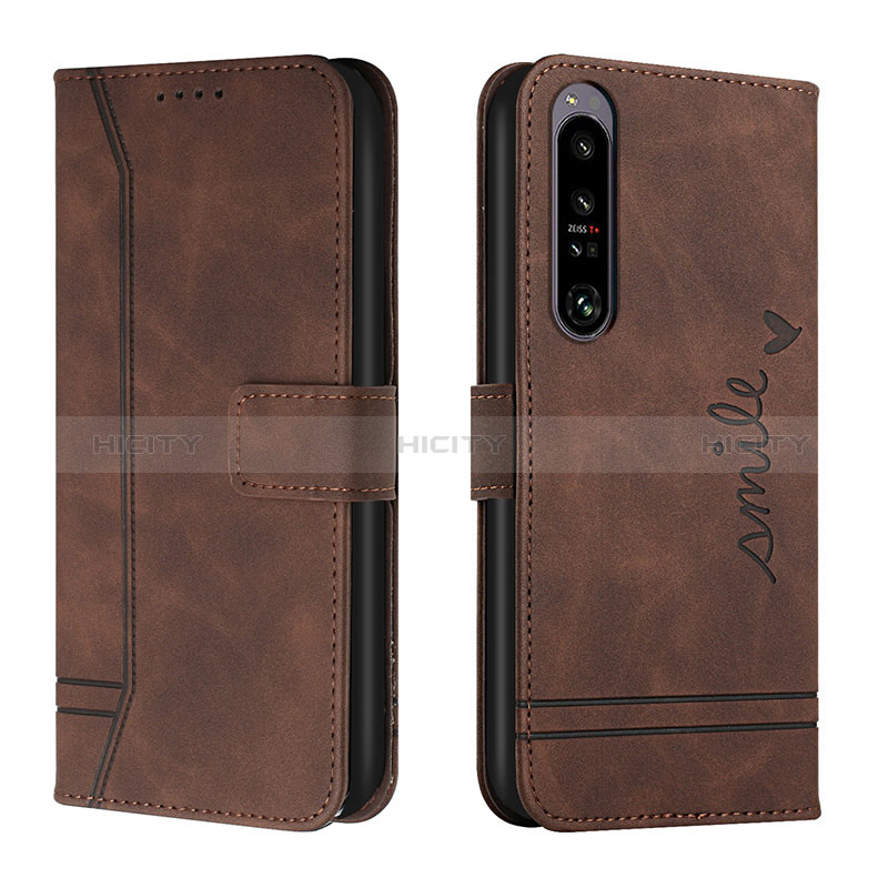 Funda de Cuero Cartera con Soporte Carcasa H01X para Sony Xperia 1 IV Marron