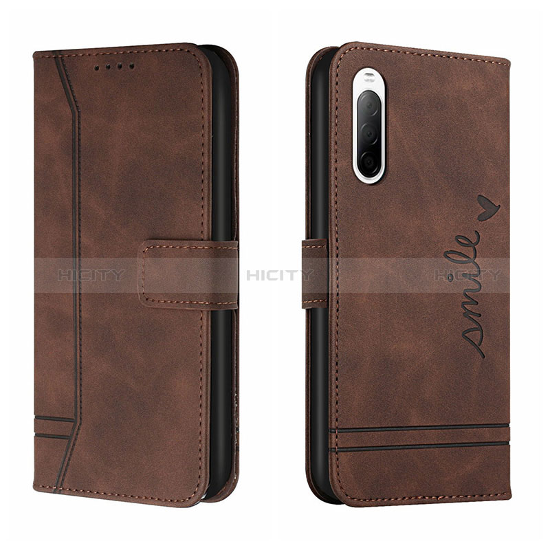 Funda de Cuero Cartera con Soporte Carcasa H01X para Sony Xperia 10 II Marron