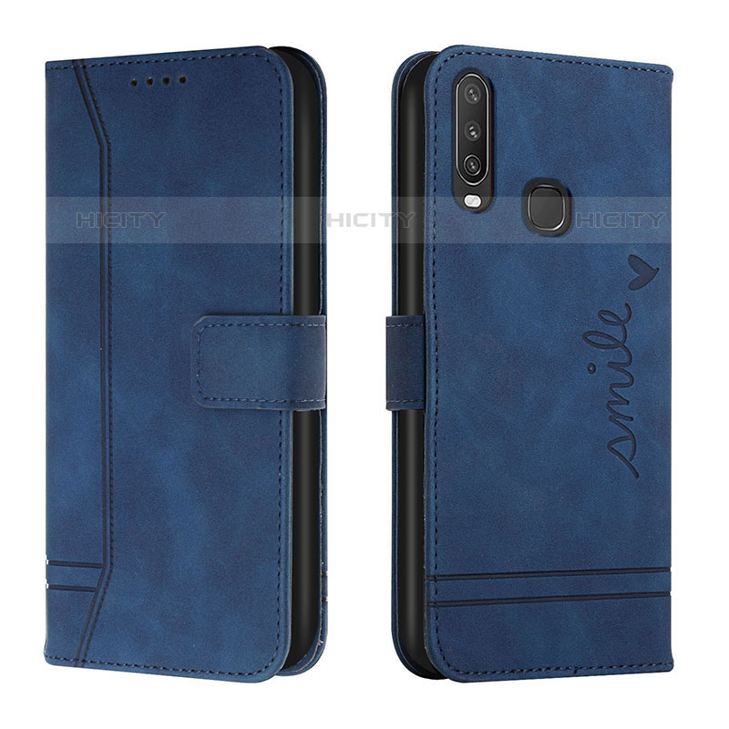 Funda de Cuero Cartera con Soporte Carcasa H01X para Vivo Y11 Azul