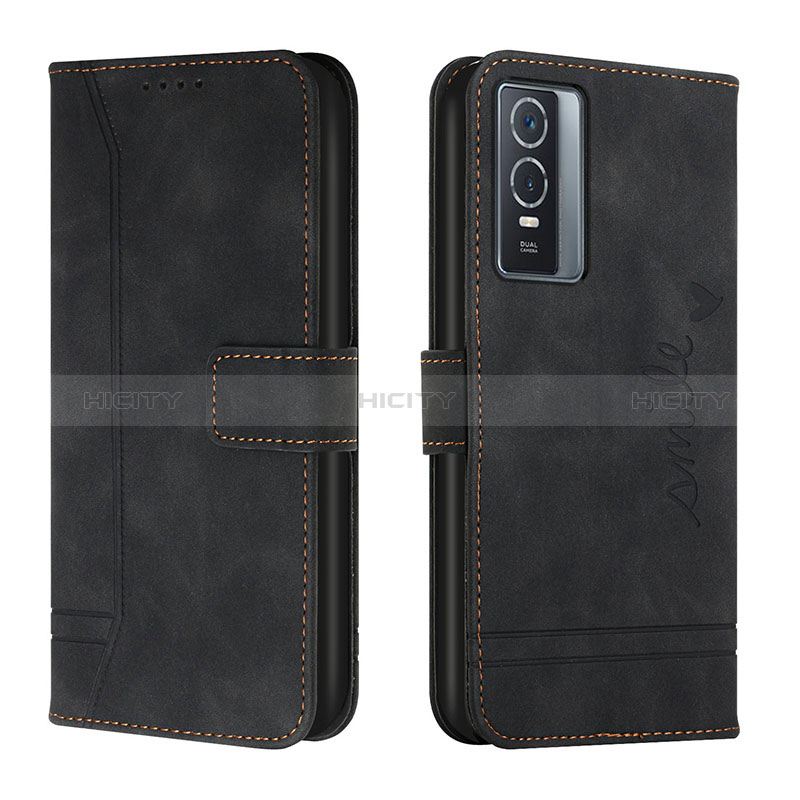 Funda de Cuero Cartera con Soporte Carcasa H01X para Vivo Y76 5G Negro