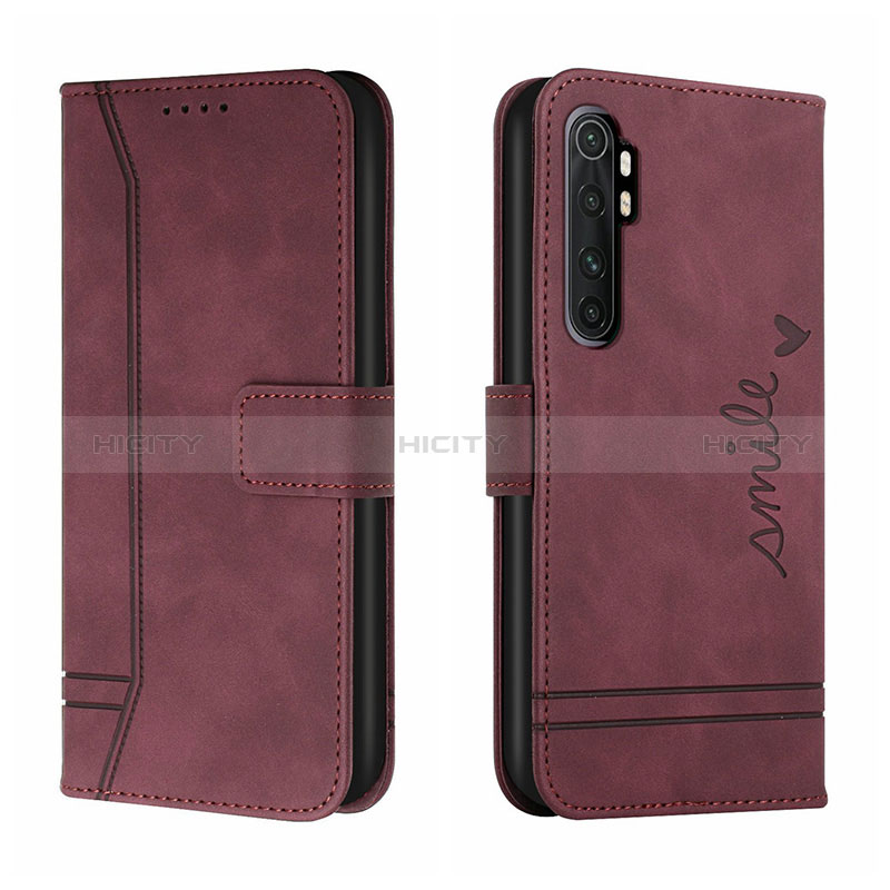 Funda de Cuero Cartera con Soporte Carcasa H01X para Xiaomi Mi Note 10 Lite Rojo