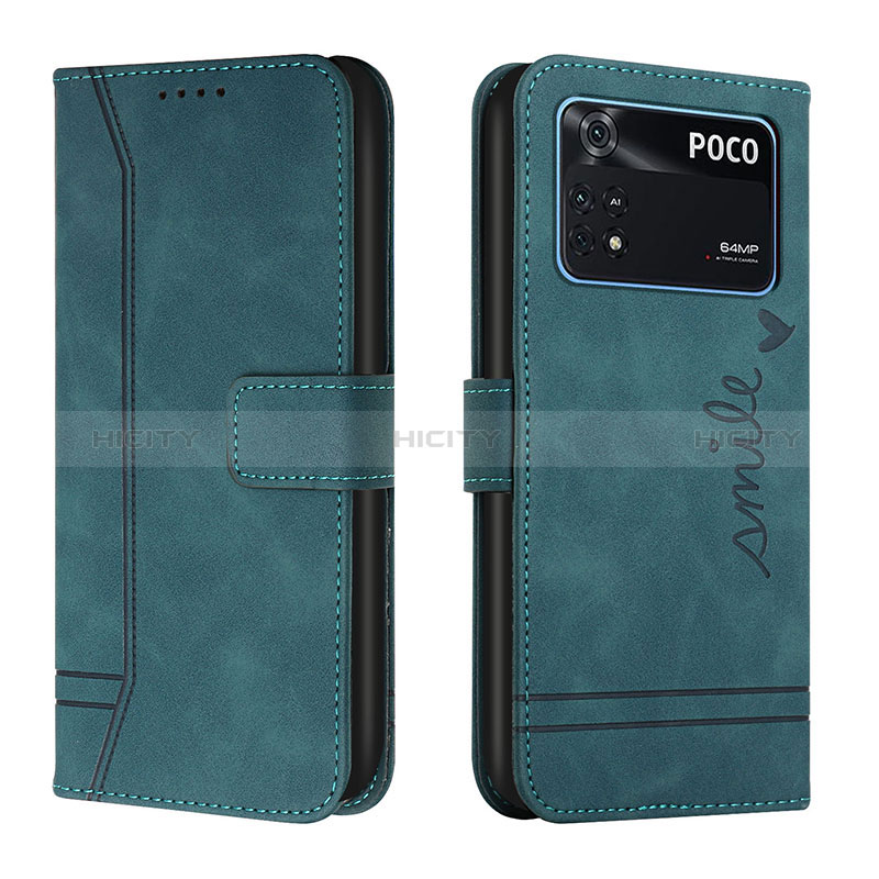 Funda de Cuero Cartera con Soporte Carcasa H01X para Xiaomi Poco M4 Pro 4G Verde