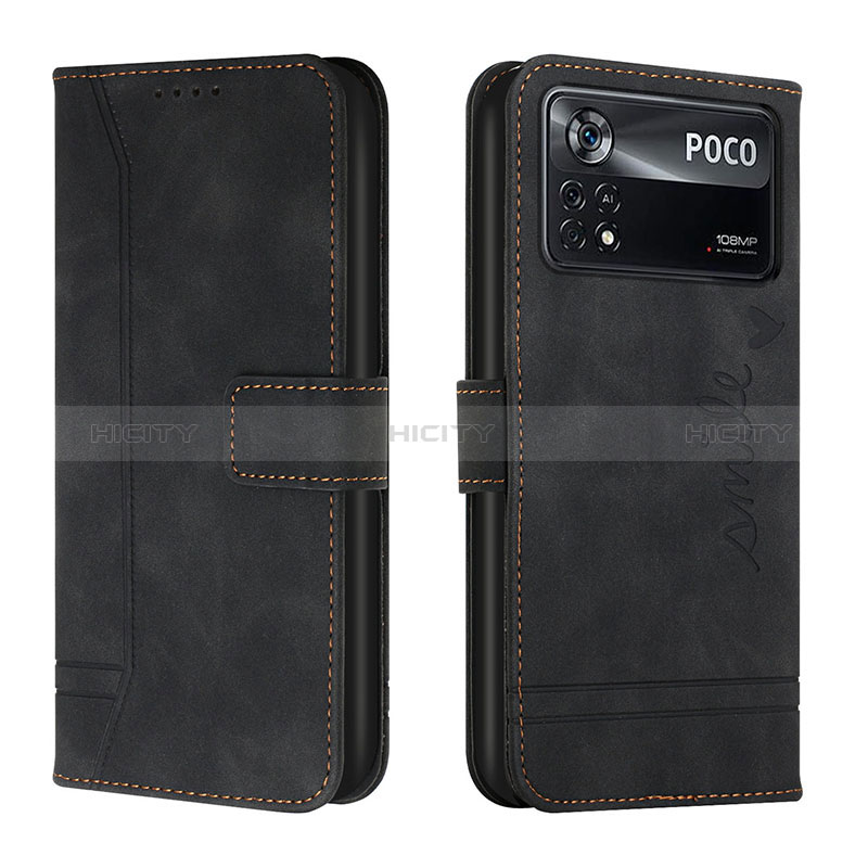 Funda de Cuero Cartera con Soporte Carcasa H01X para Xiaomi Poco X4 Pro 5G Negro