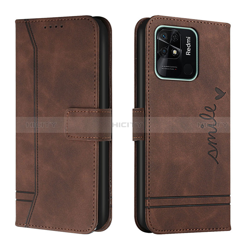 Funda de Cuero Cartera con Soporte Carcasa H01X para Xiaomi Redmi 10 India Marron