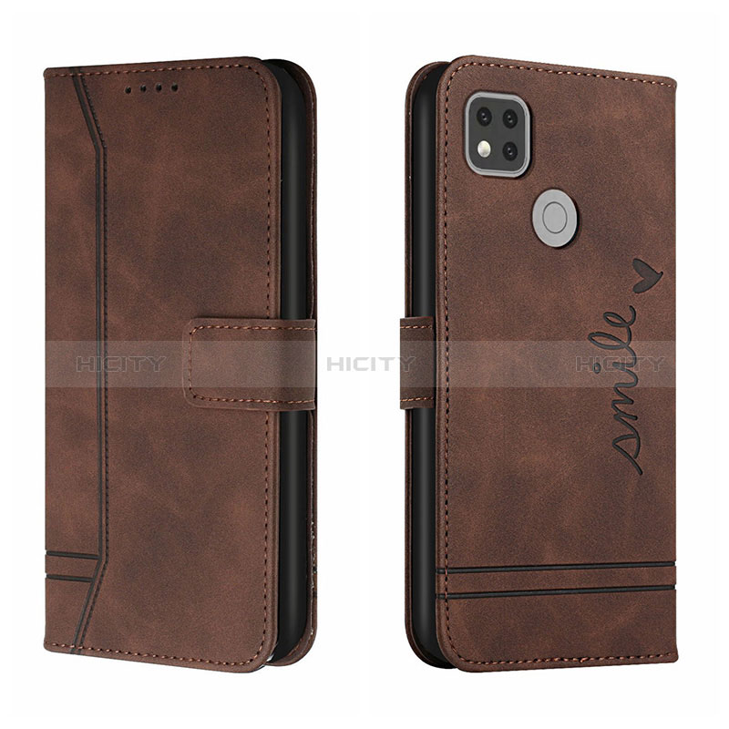 Funda de Cuero Cartera con Soporte Carcasa H01X para Xiaomi Redmi 9 Activ Marron