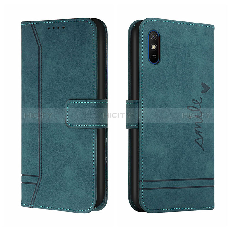 Funda de Cuero Cartera con Soporte Carcasa H01X para Xiaomi Redmi 9A Verde