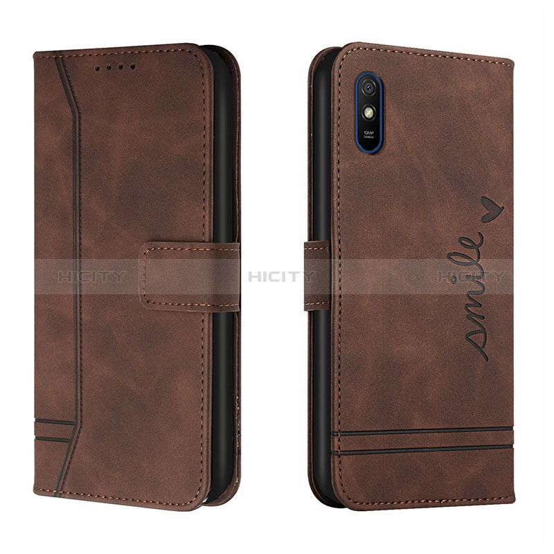 Funda de Cuero Cartera con Soporte Carcasa H01X para Xiaomi Redmi 9i Marron