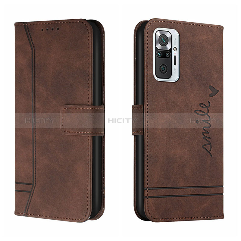 Funda de Cuero Cartera con Soporte Carcasa H01X para Xiaomi Redmi Note 10 Pro 4G Marron