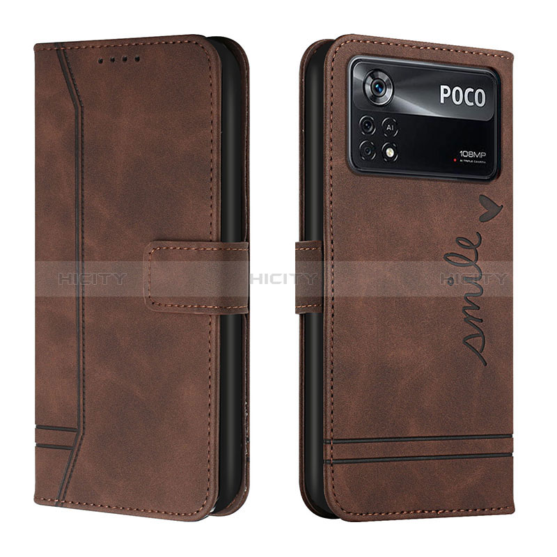 Funda de Cuero Cartera con Soporte Carcasa H01X para Xiaomi Redmi Note 11E Pro 5G Marron