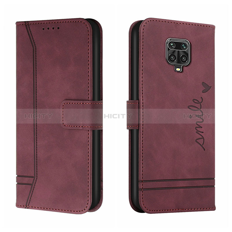 Funda de Cuero Cartera con Soporte Carcasa H01X para Xiaomi Redmi Note 9 Pro Max Rojo