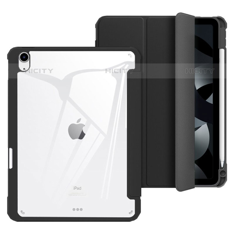 Funda de Cuero Cartera con Soporte Carcasa H02 para Apple iPad Air 4 10.9 (2020) Negro