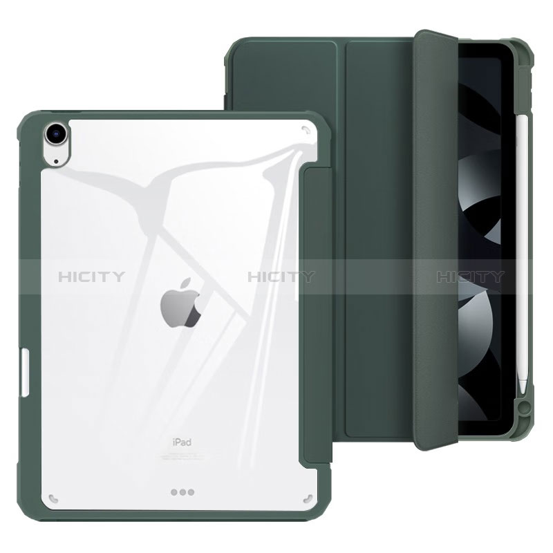 Funda de Cuero Cartera con Soporte Carcasa H02 para Apple iPad Air 5 10.9 (2022) Verde