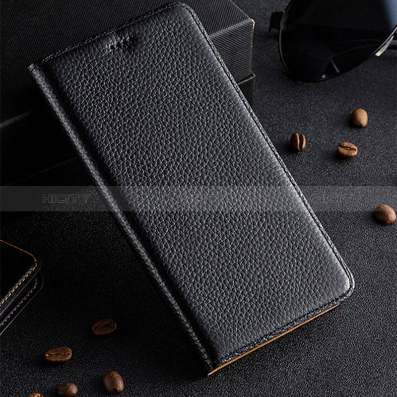 Funda de Cuero Cartera con Soporte Carcasa H02P para Apple iPhone Xs Max Negro