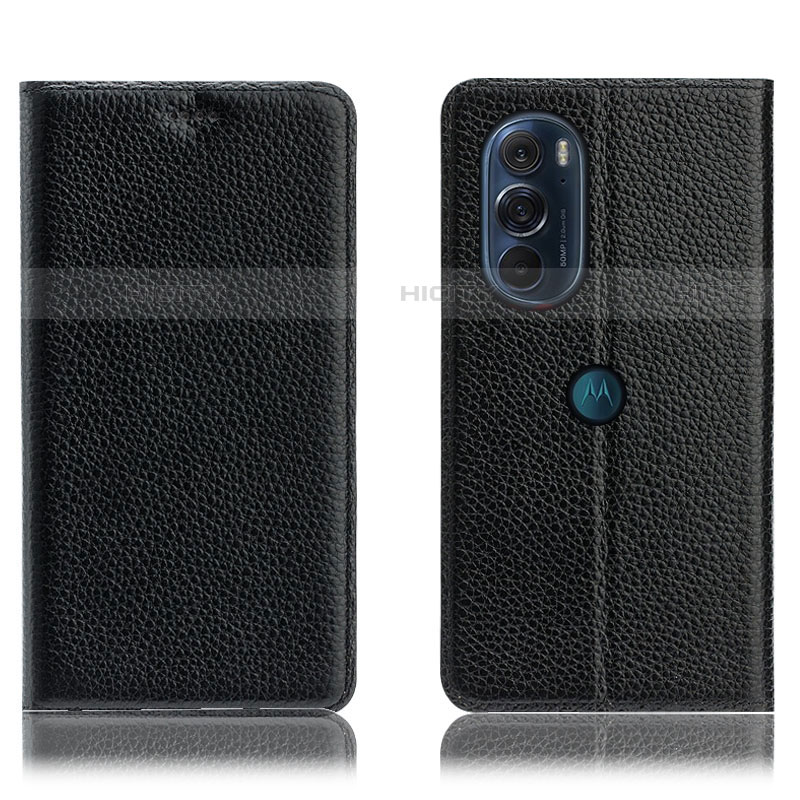 Funda de Cuero Cartera con Soporte Carcasa H02P para Motorola Moto Edge Plus (2022) 5G Negro