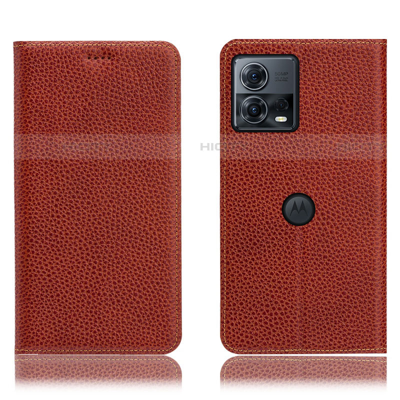 Funda de Cuero Cartera con Soporte Carcasa H02P para Motorola Moto Edge S30 Pro 5G Marron