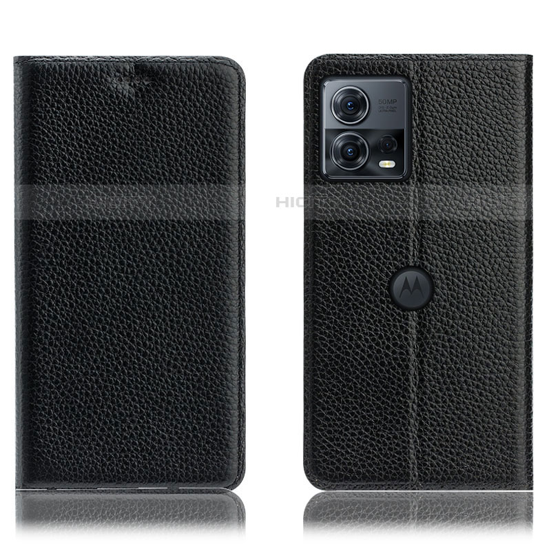 Funda de Cuero Cartera con Soporte Carcasa H02P para Motorola Moto Edge S30 Pro 5G Negro