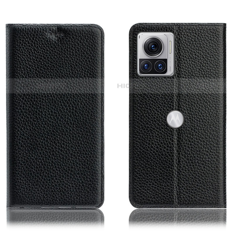 Funda de Cuero Cartera con Soporte Carcasa H02P para Motorola Moto Edge X30 Pro 5G Negro