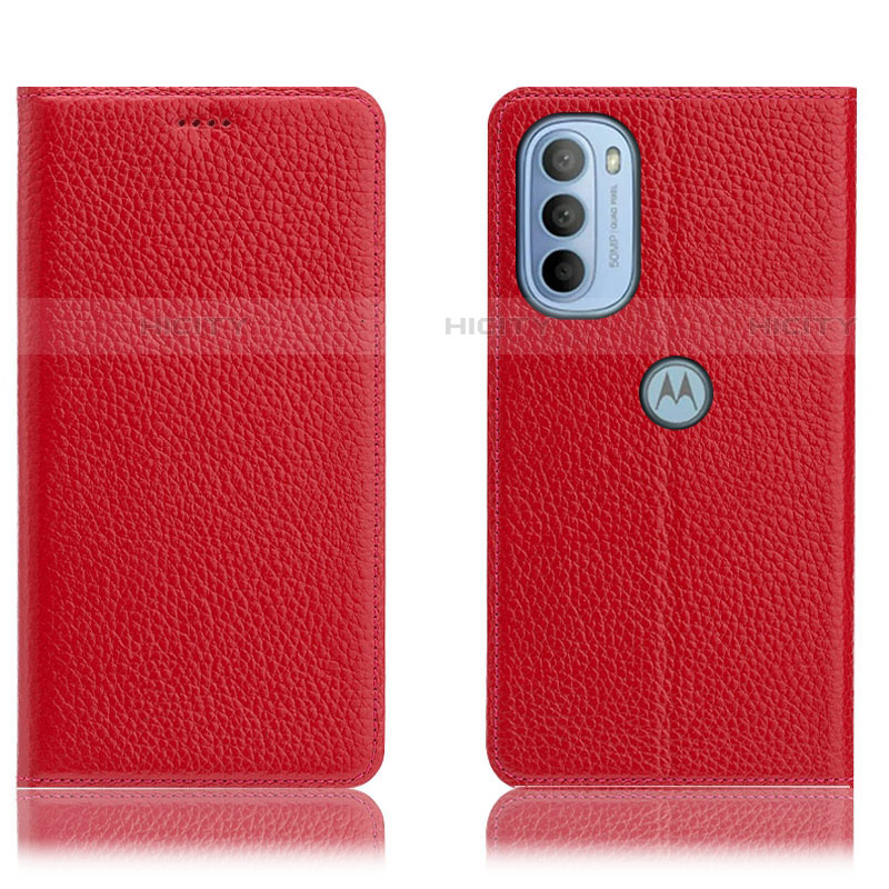 Funda de Cuero Cartera con Soporte Carcasa H02P para Motorola Moto G31 Rojo