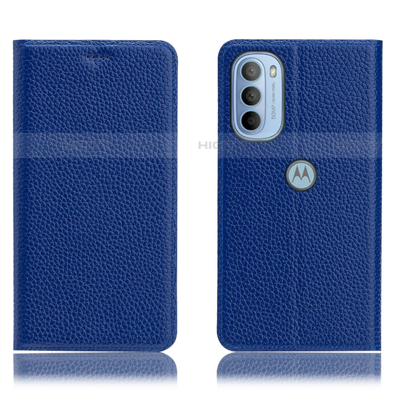 Funda de Cuero Cartera con Soporte Carcasa H02P para Motorola Moto G41 Azul