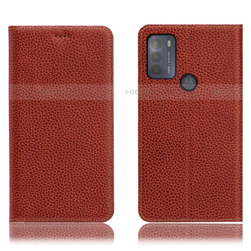 Funda de Cuero Cartera con Soporte Carcasa H02P para Motorola Moto G50 Marron