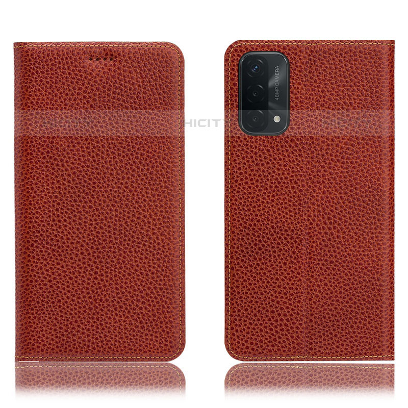 Funda de Cuero Cartera con Soporte Carcasa H02P para OnePlus Nord N200 5G Marron