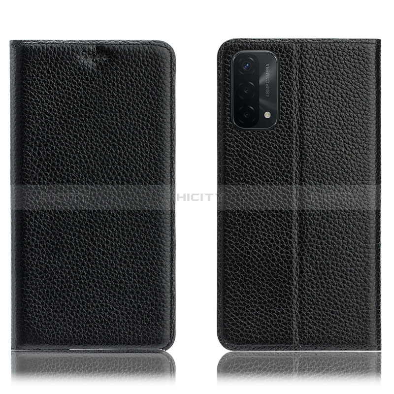 Funda de Cuero Cartera con Soporte Carcasa H02P para Oppo A54 5G Negro