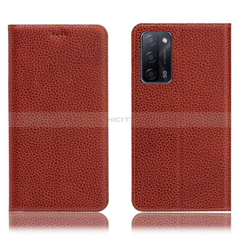 Funda de Cuero Cartera con Soporte Carcasa H02P para Oppo A56 5G Marron