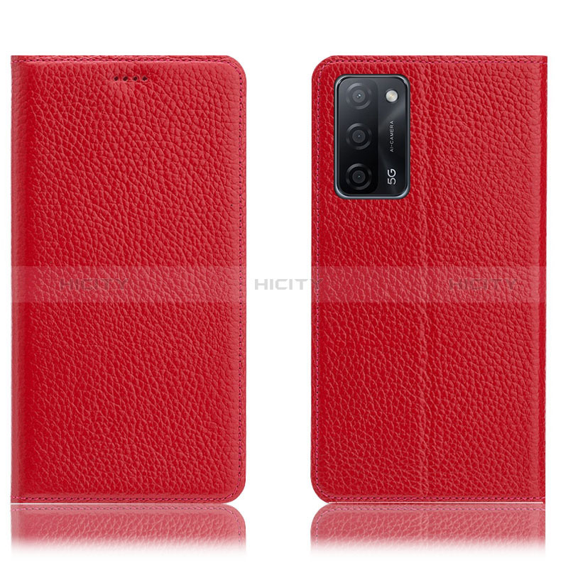 Funda de Cuero Cartera con Soporte Carcasa H02P para Oppo A56 5G Rojo