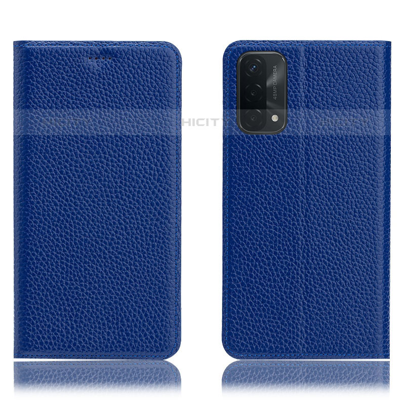 Funda de Cuero Cartera con Soporte Carcasa H02P para Oppo A93 5G Azul