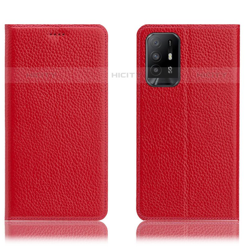 Funda de Cuero Cartera con Soporte Carcasa H02P para Oppo A95 5G Rojo