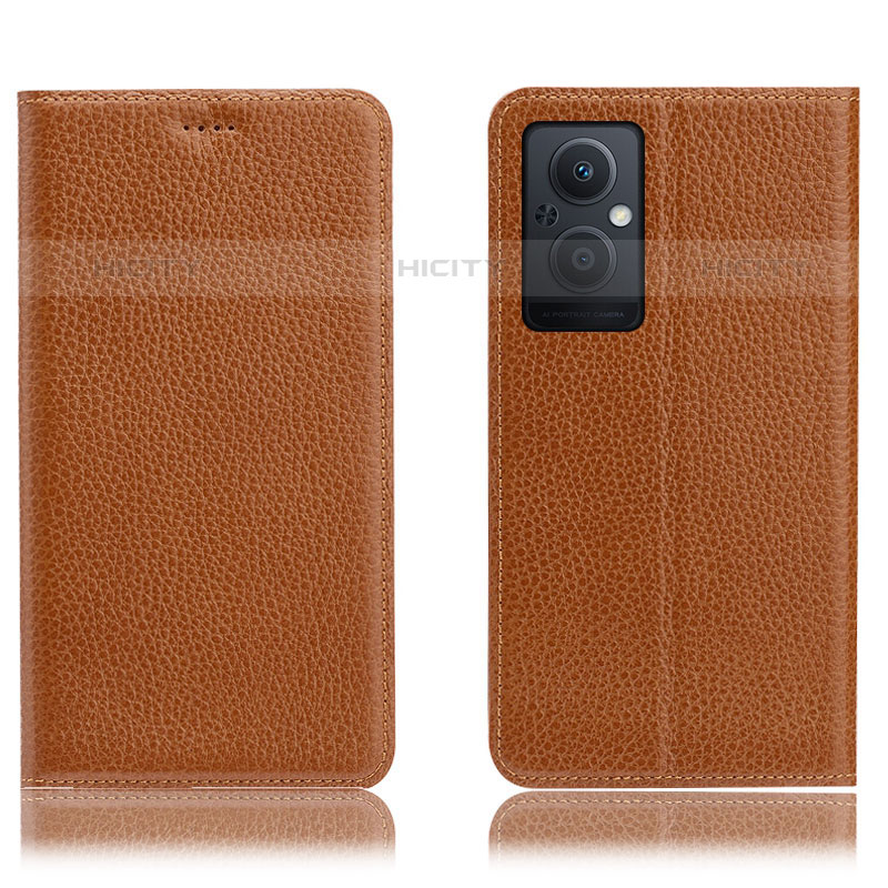 Funda de Cuero Cartera con Soporte Carcasa H02P para Oppo F21s Pro 5G Marron Claro