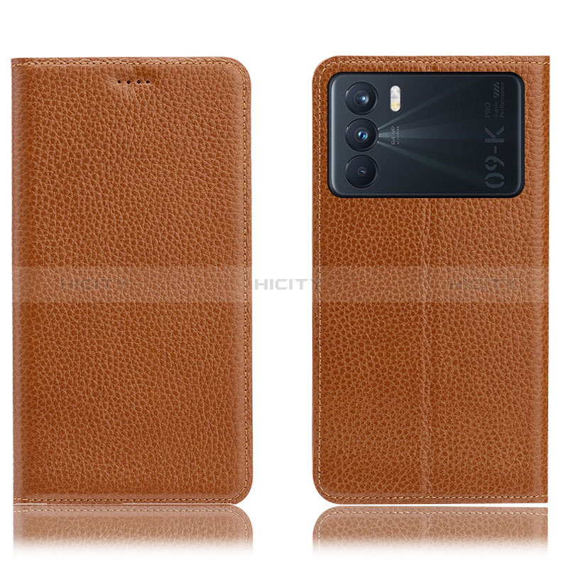 Funda de Cuero Cartera con Soporte Carcasa H02P para Oppo K9 Pro 5G Marron Claro