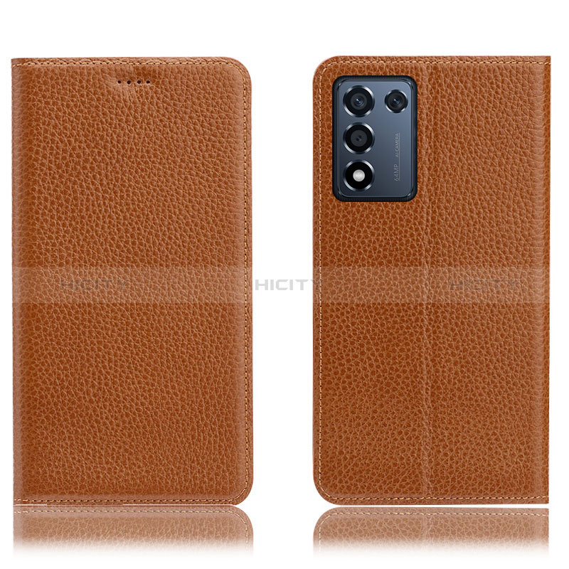 Funda de Cuero Cartera con Soporte Carcasa H02P para Realme Q3t 5G Marron Claro