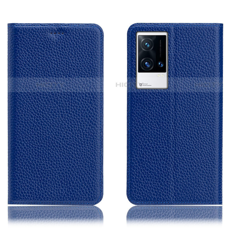 Funda de Cuero Cartera con Soporte Carcasa H02P para Vivo iQOO 8 Pro 5G Azul