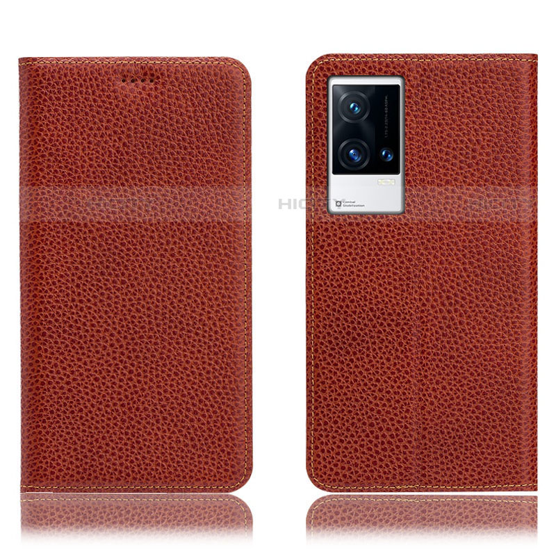 Funda de Cuero Cartera con Soporte Carcasa H02P para Vivo iQOO 8 Pro 5G Marron