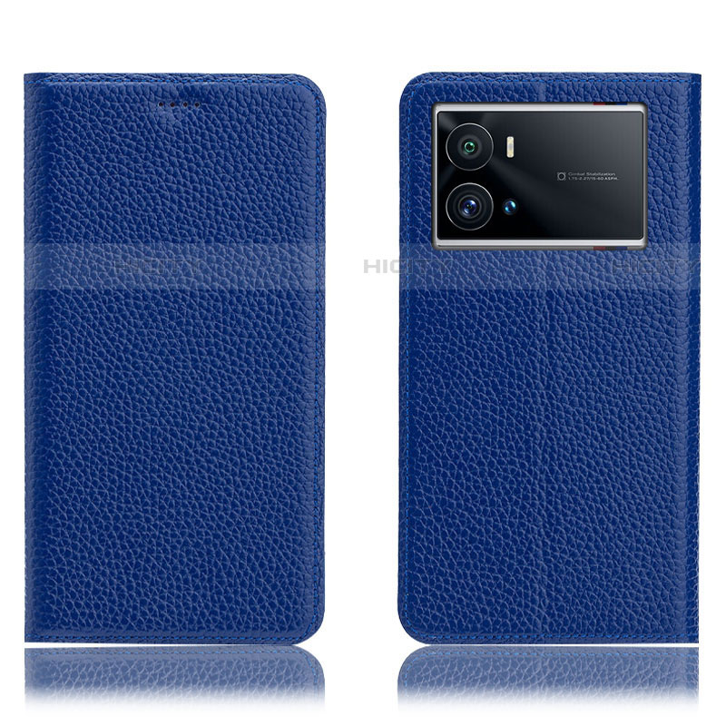 Funda de Cuero Cartera con Soporte Carcasa H02P para Vivo iQOO 9 5G Azul