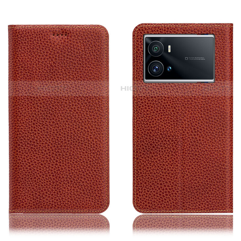 Funda de Cuero Cartera con Soporte Carcasa H02P para Vivo iQOO 9 Pro 5G Marron