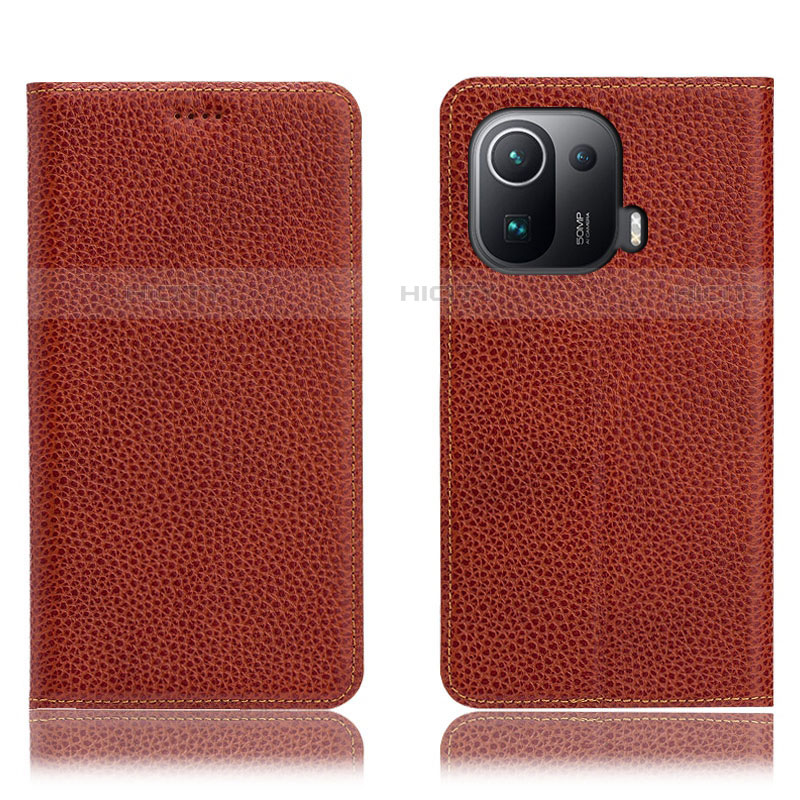 Funda de Cuero Cartera con Soporte Carcasa H02P para Xiaomi Mi 11 Pro 5G Marron