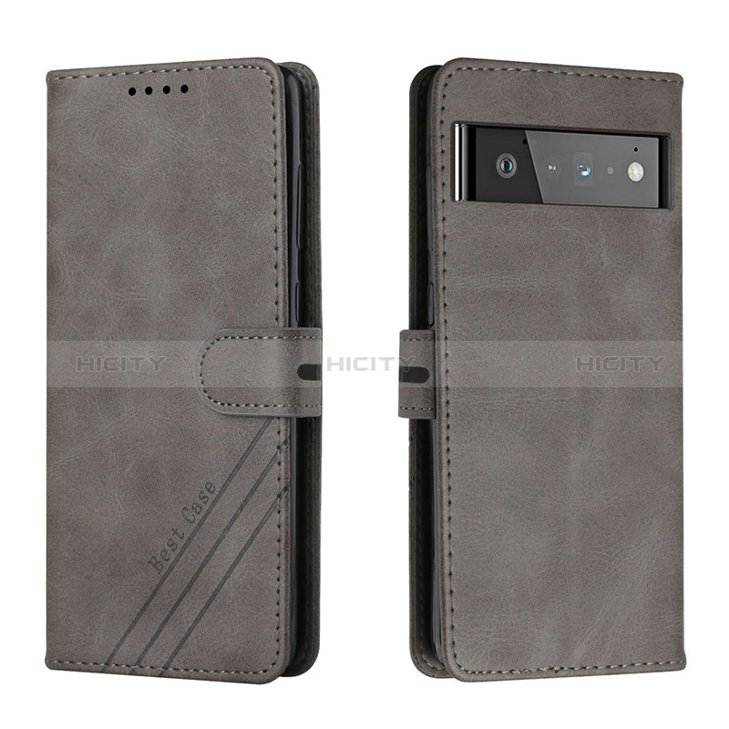 Funda de Cuero Cartera con Soporte Carcasa H02X para Google Pixel 6 Pro 5G Gris