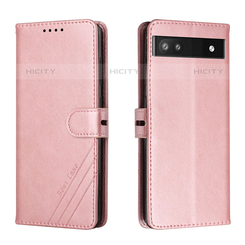 Funda de Cuero Cartera con Soporte Carcasa H02X para Google Pixel 6a 5G Oro Rosa