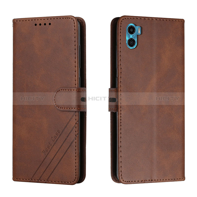 Funda de Cuero Cartera con Soporte Carcasa H02X para Motorola Moto E22S Marron