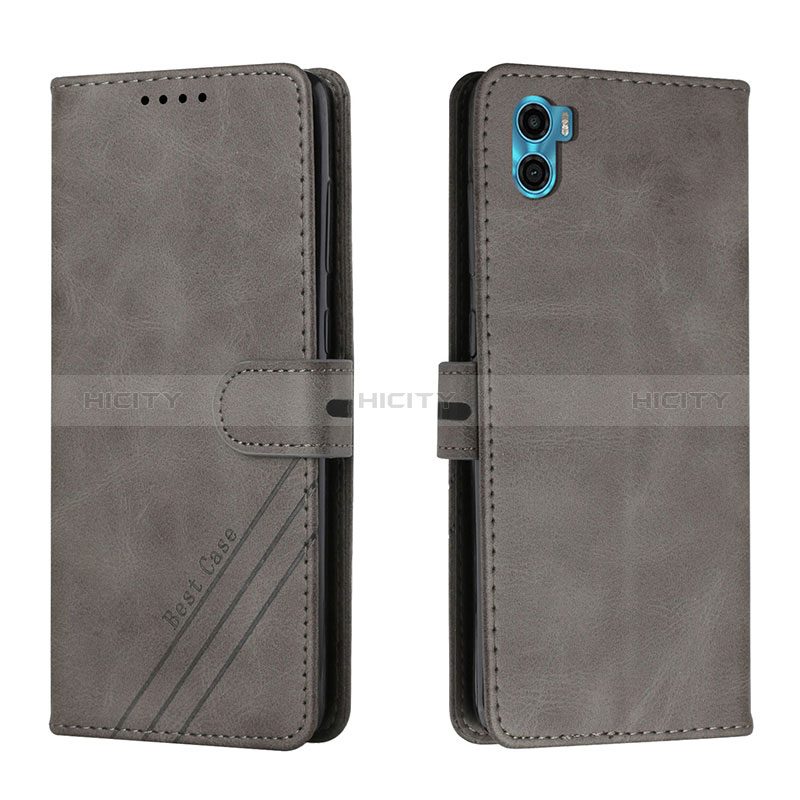 Funda de Cuero Cartera con Soporte Carcasa H02X para Motorola Moto E32 India Gris